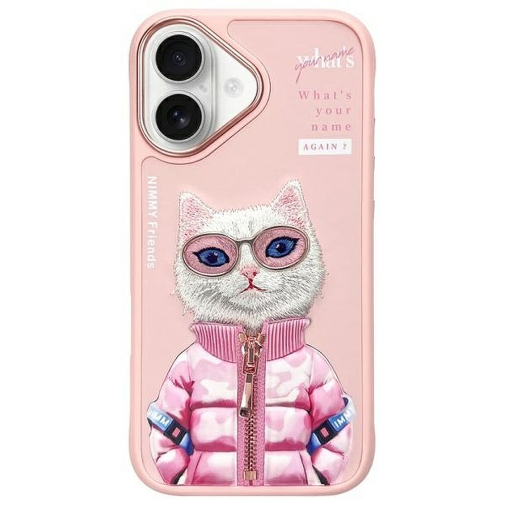 NIMMY Suojakuori COOL&CUTE 2.0 Kissa iPhone 16:lle vaaleanpunainen