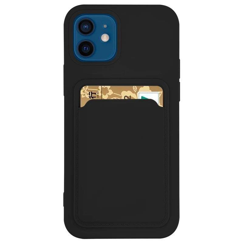 Korttikotelo Silikoni lompakko asia korttipaikka asiakirjat Samsung Galaxy A73 Musta