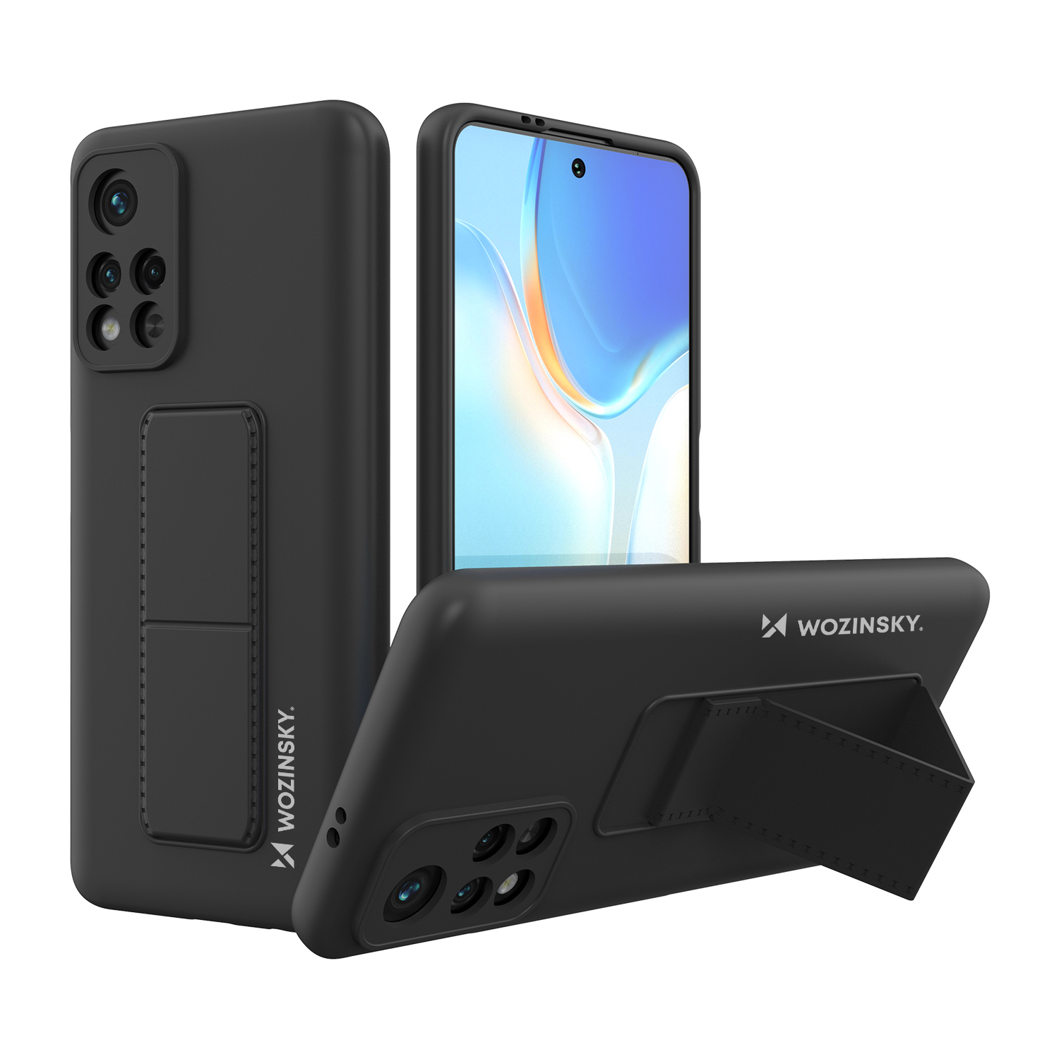 Wozinsky Kickstand Case silikonikotelo, jossa on potkulaite Xiaomi Redmi Note 11S / Note 11 musta