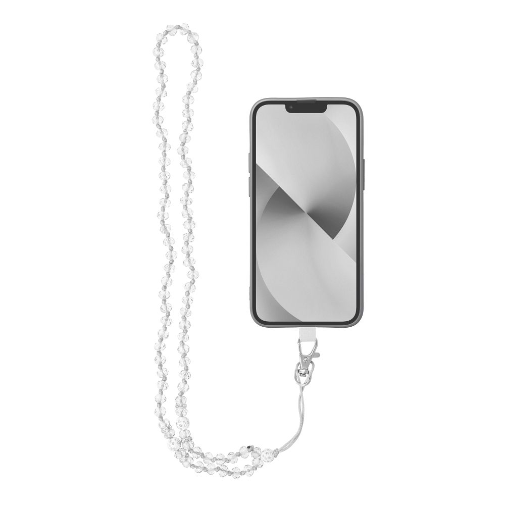 CRYSTAL DIAMOND Puhelimen nauha / narun pituus 74 cm (37 cm silmukassa) / kaulaan - valkoinen