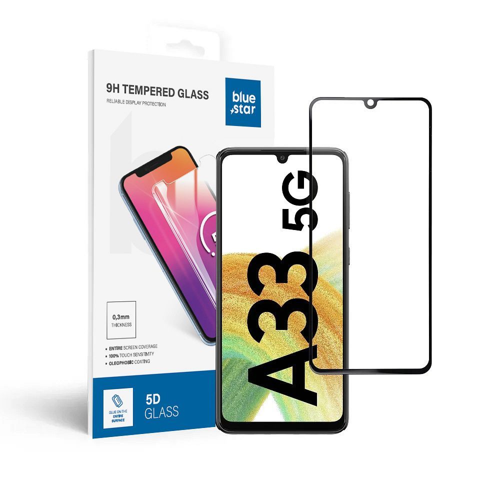 Suojalasi Blue Star - SAMSUNG A33 5G koko näytön (kehyksellä, pienikokoinen) - musta