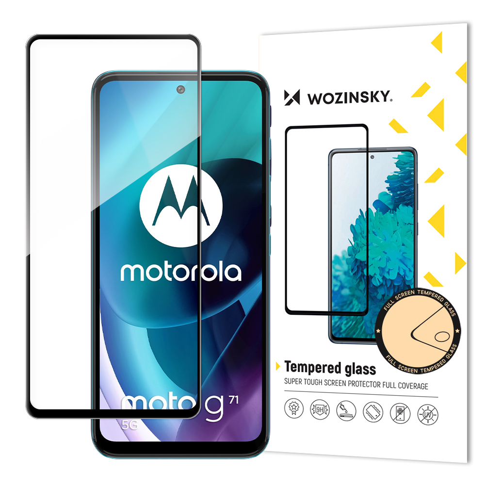 Wozinsky karkaistu lasi Full Glue Super Tough näytönsuoja Full Coveraged kanssa kehys Case Friendly Motorola Moto G71 5G musta musta