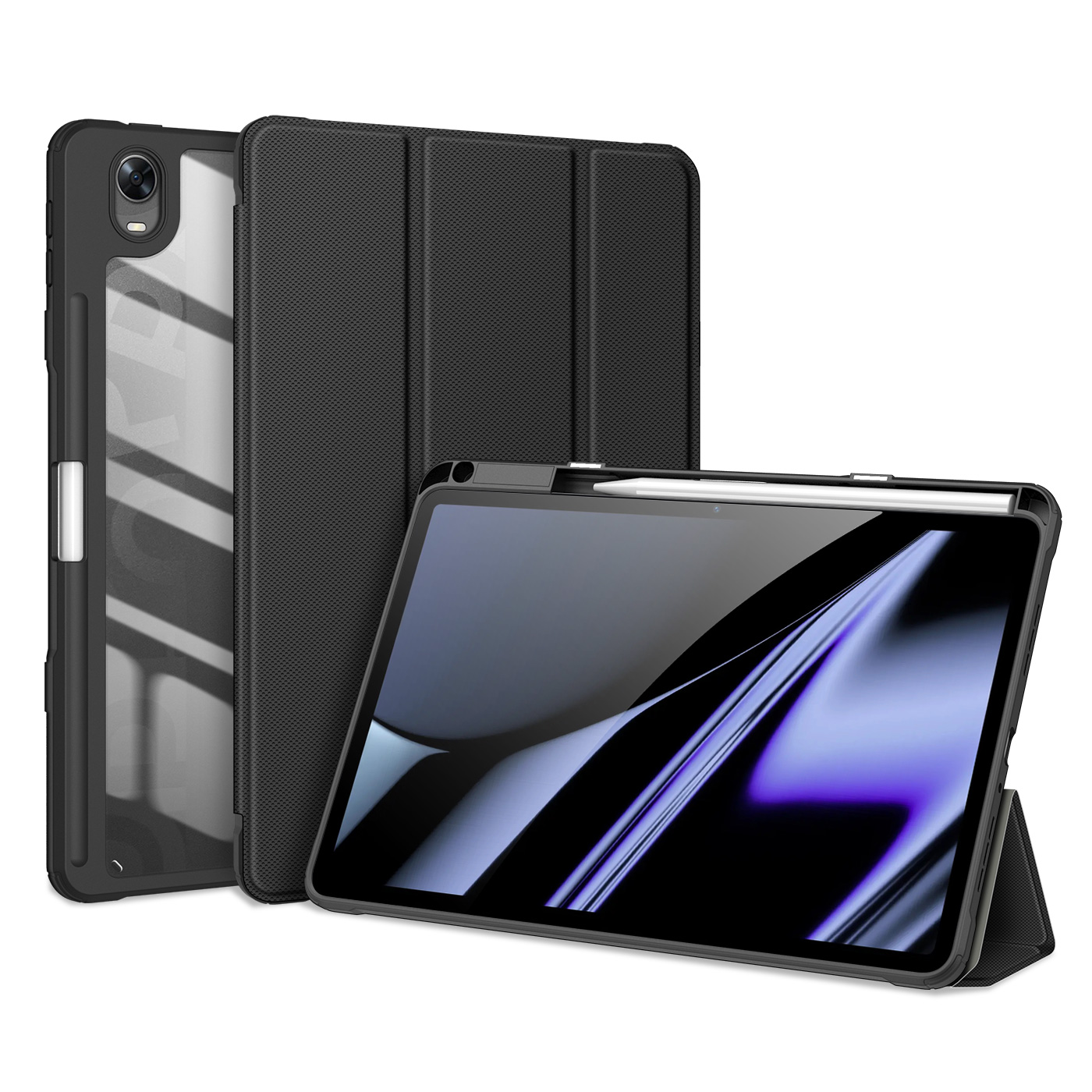 Dux Ducis Toby panssaroitu Flip Smart Case Oppo Pad kynänpidikkeellä Musta