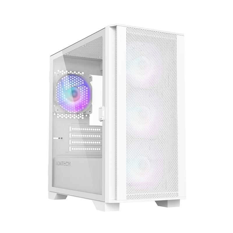 Tietokonekotelo Montech AIR 100 ARGB, Midi Tower, MicroATX/MiniITX, valkoinen