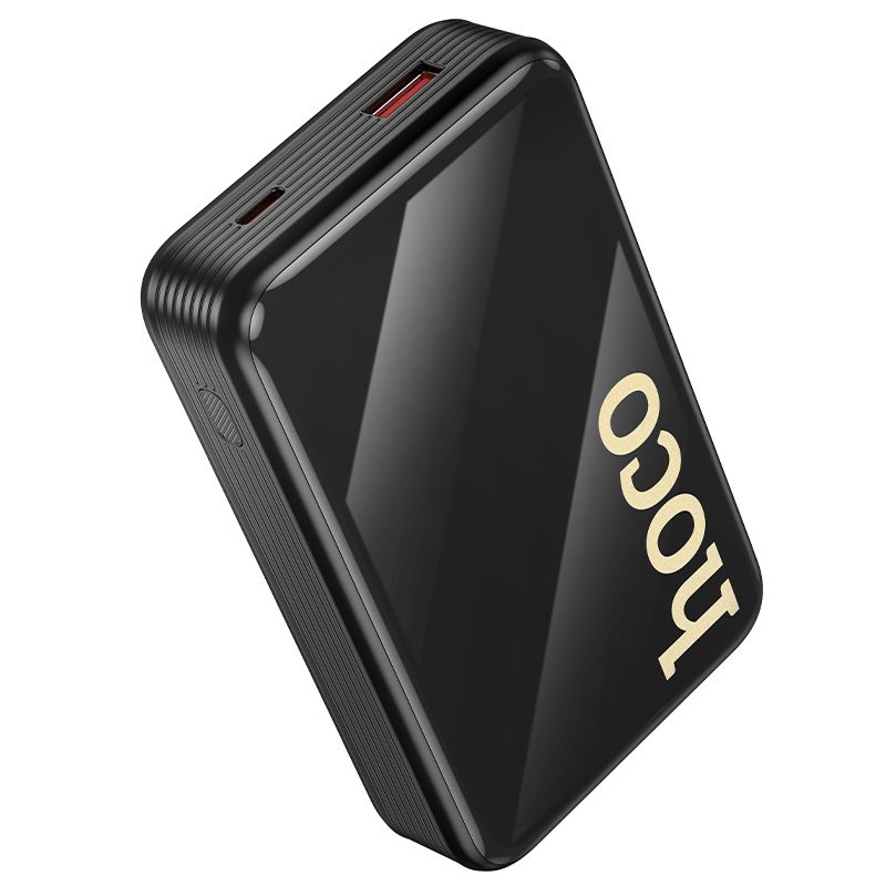 Hoco Q37A -varavirtalähde 20000 mAh QC PD 22,5W sisäänrakennetuilla kaapeleilla USB-C + Lightning, musta
