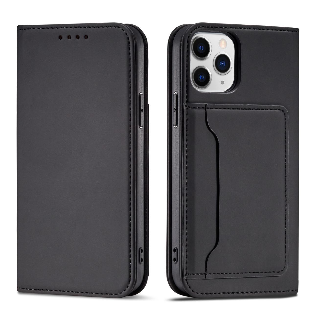 Magneettikorttikotelo iPhone 12 Pro Kotelo kortti lompakko kortin haltija Musta