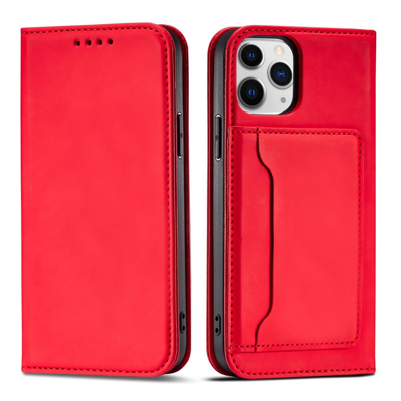 Magneettikorttikotelo iPhone 12 Pro Kotelo kortti lompakko kortinhaltija Punainen