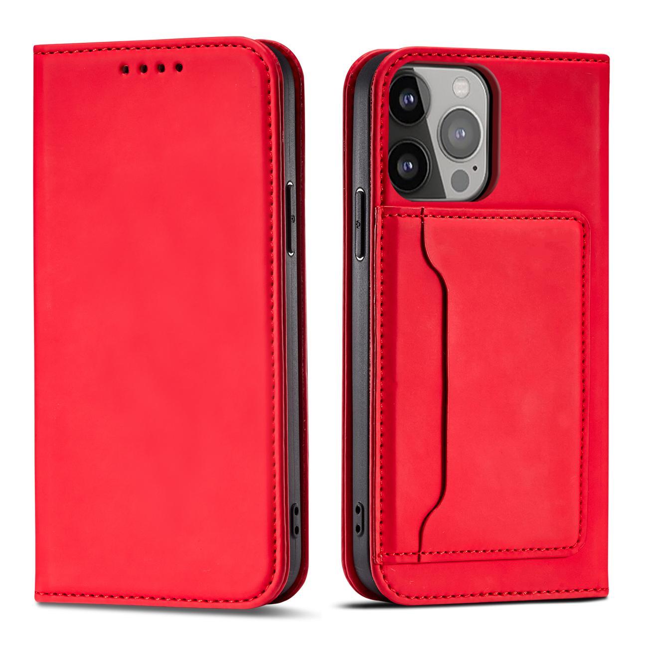 Magneettikorttikotelo iPhone 13 Pro Kotelo kortti lompakko kortinhaltija Punainen