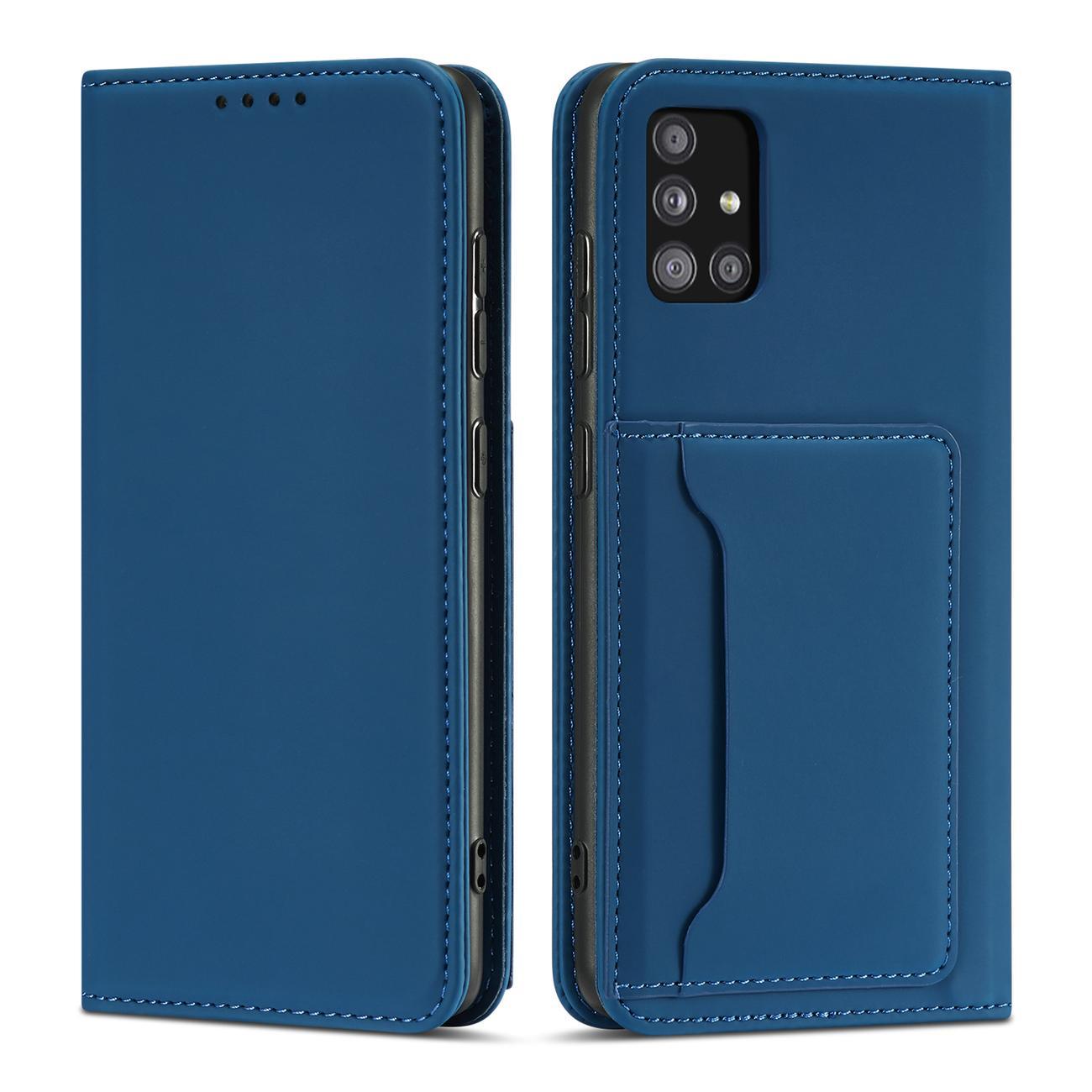 Magneettikorttikotelo Samsung Galaxy A12 5G pussi lompakko kortin haltija sininen