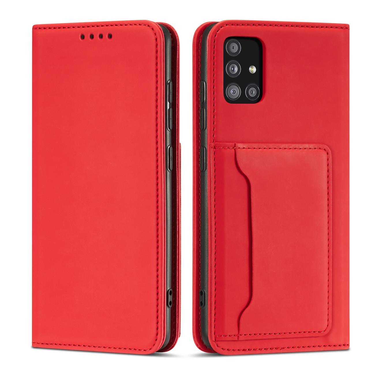 Magneettikorttikotelo Kotelo Samsung Galaxy A13 5G pussi lompakko kortinhaltija Punainen