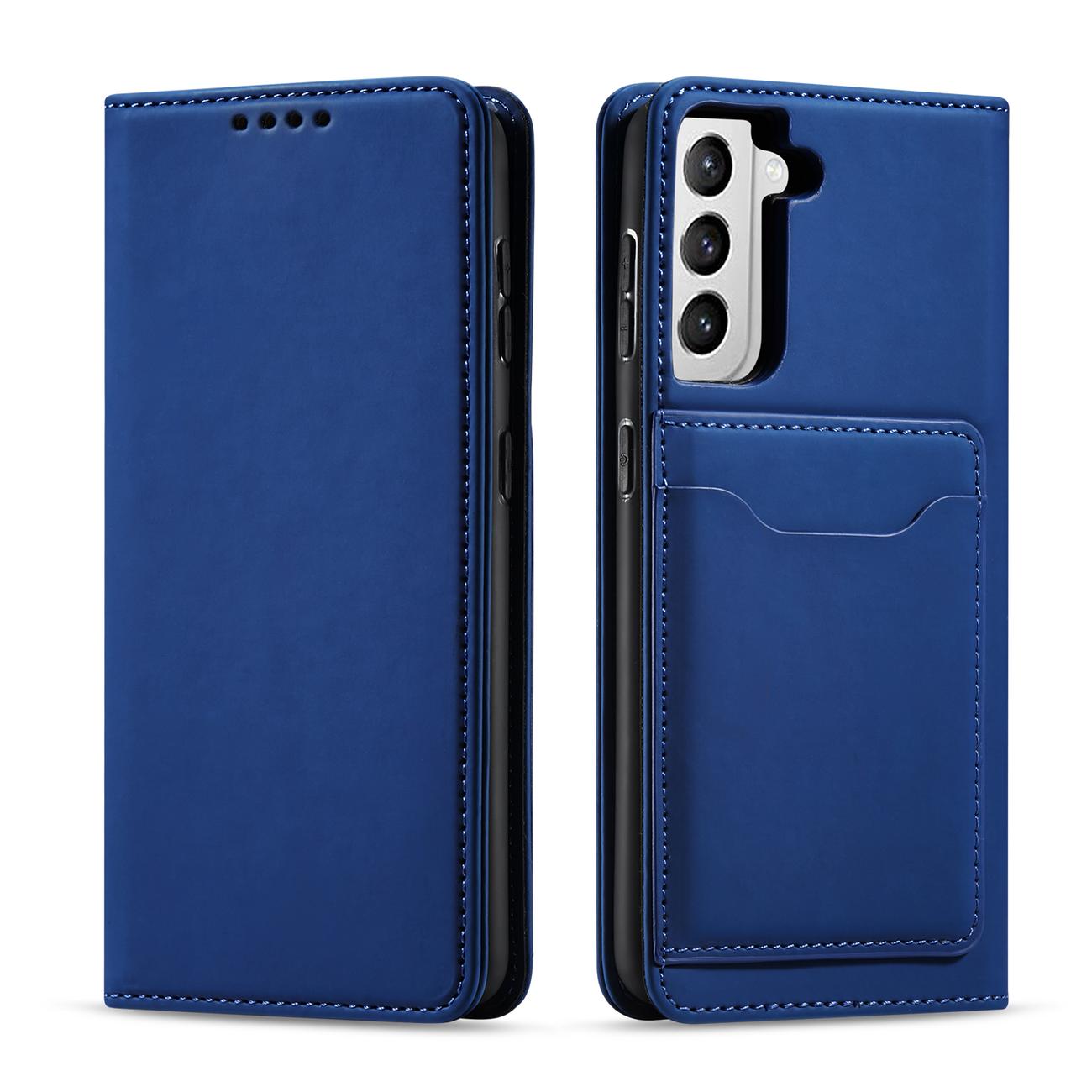 Magneettikorttikotelo Kotelo Samsung Galaxy S22 + (S22 Plus) Kotelo Lompakko Kortinhaltija Sininen
