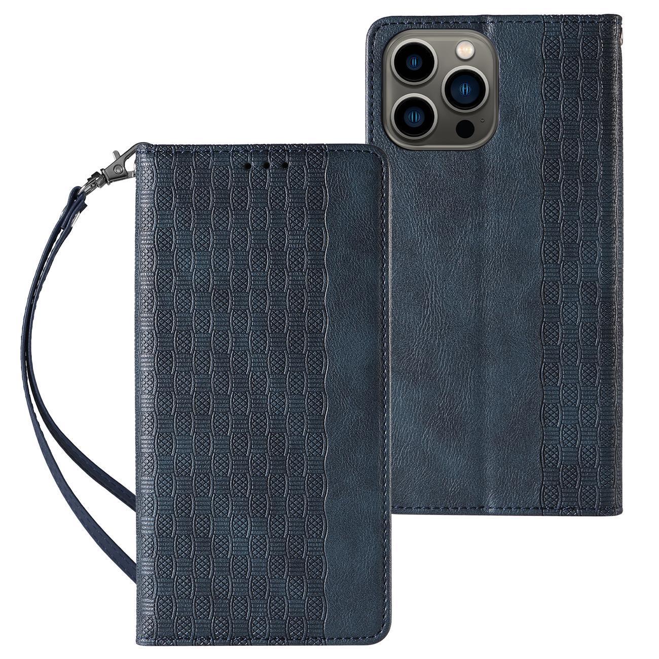 Magneetti hihna asia iPhone 13 Pro Max pussi lompakko + Mini Lanyard riipus sininen sininen