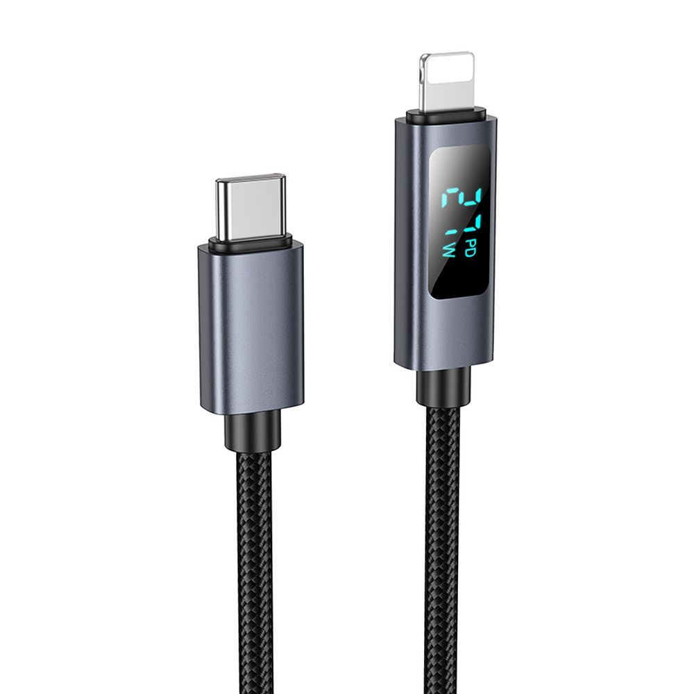 Hoco USB-C - Lightning -kaapeli PD 27W näytöllä 1 m X112 - musta