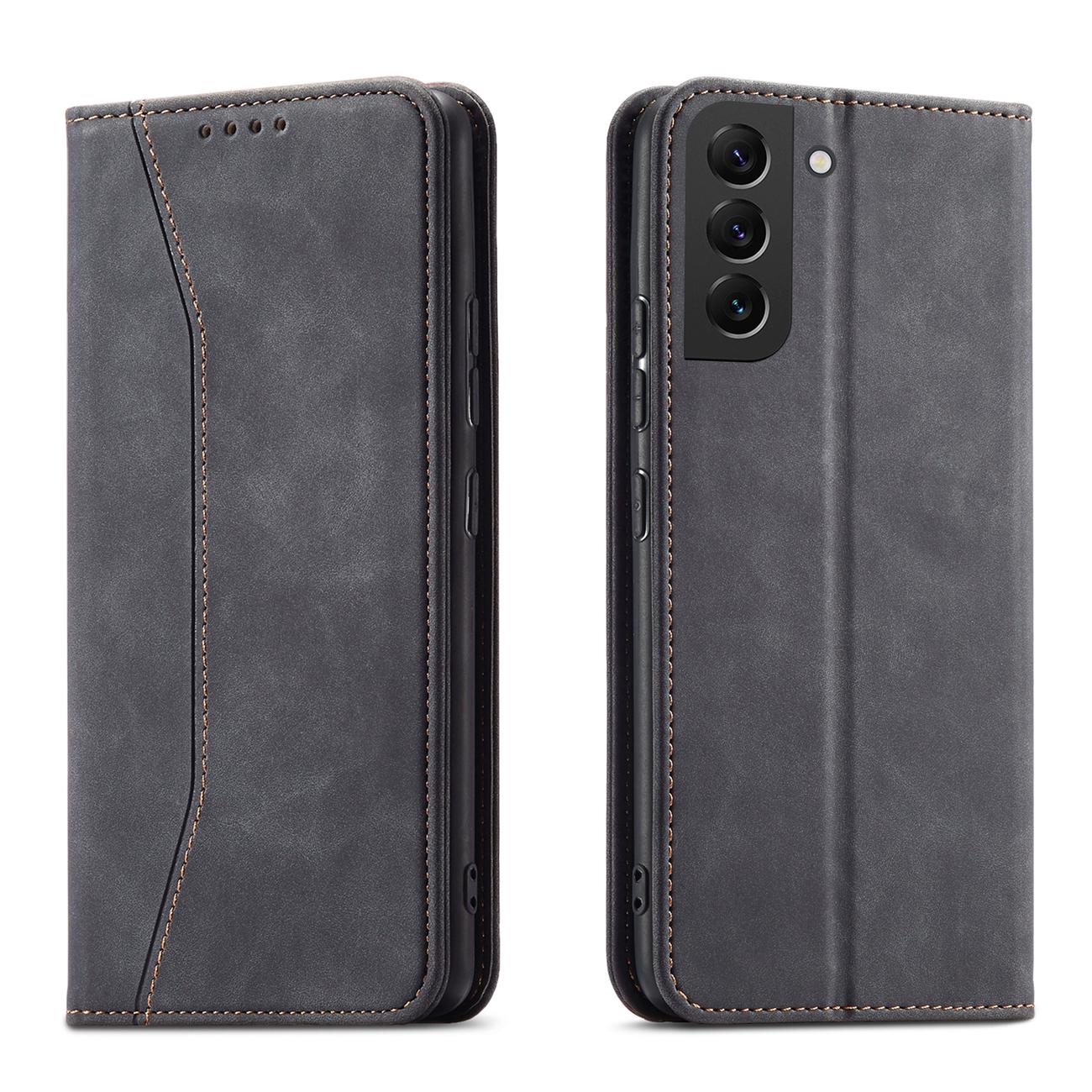Magneetti Fancy Case Kotelo Samsung Galaxy S22 + (S22 Plus) Kotelo Lompakko Kortinhaltija Musta