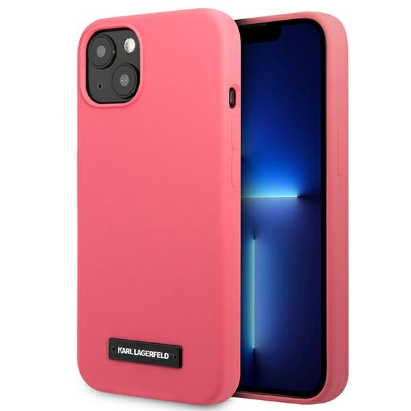 Karl Lagerfeld Silikoni Plaque Case iPhone 13 mini - Fuksiainen