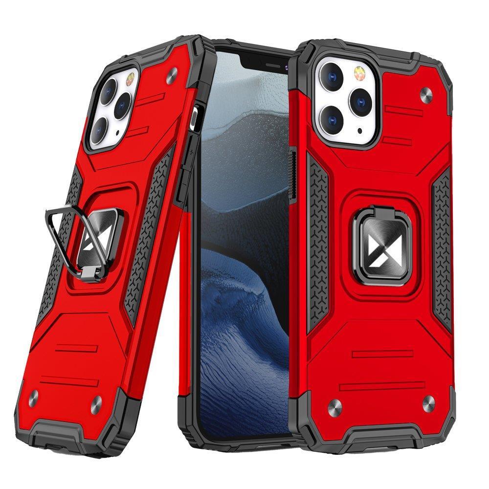 Wozinsky Ring Armor tapauksessa iPhone 14 Pro panssaroitu kansi magneettinen haltija rengas punainen