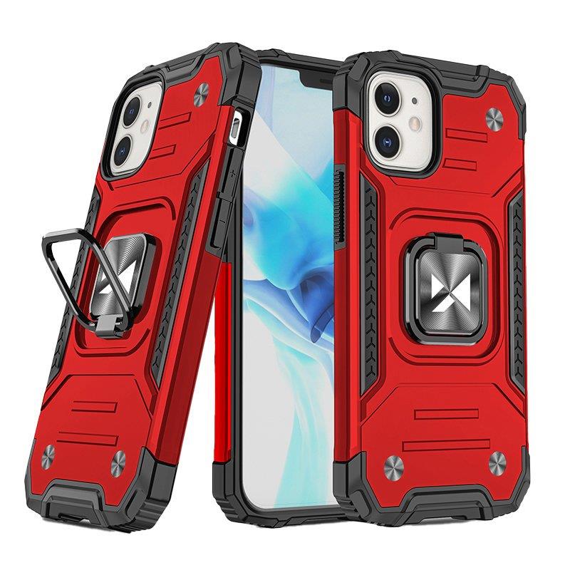 Wozinsky Ring Armor tapauksessa iPhone 14 panssaroitu kansi magneettinen haltija rengas punainen