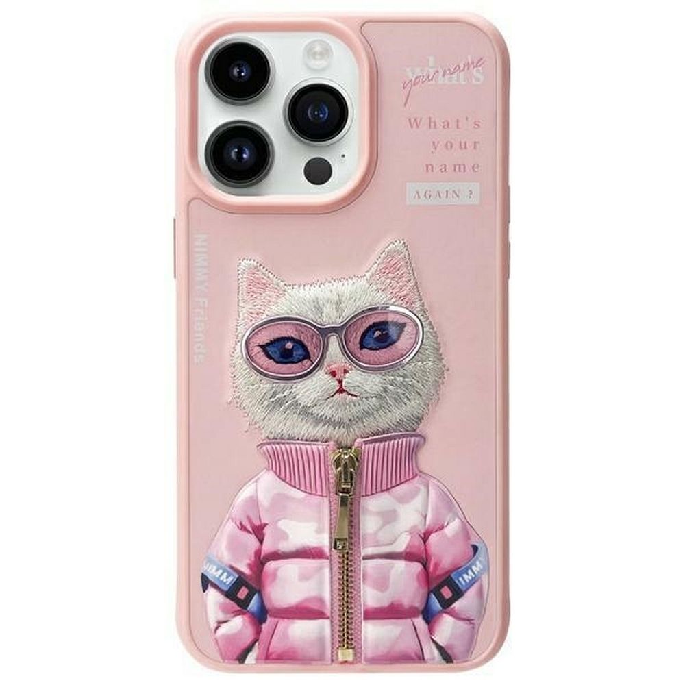 NIMMY Suojakuori COOL&CUTE 2.0 Cat iPhone 15 Pro:lle - vaaleanpunainen