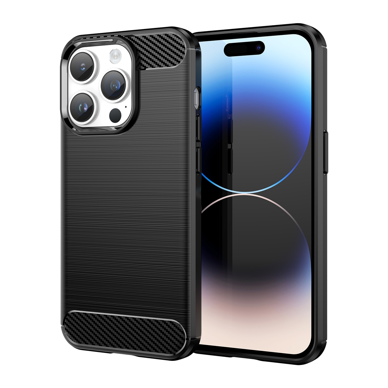 Carbon Case iPhone 14 Pro Max joustava geelinen takakuori musta