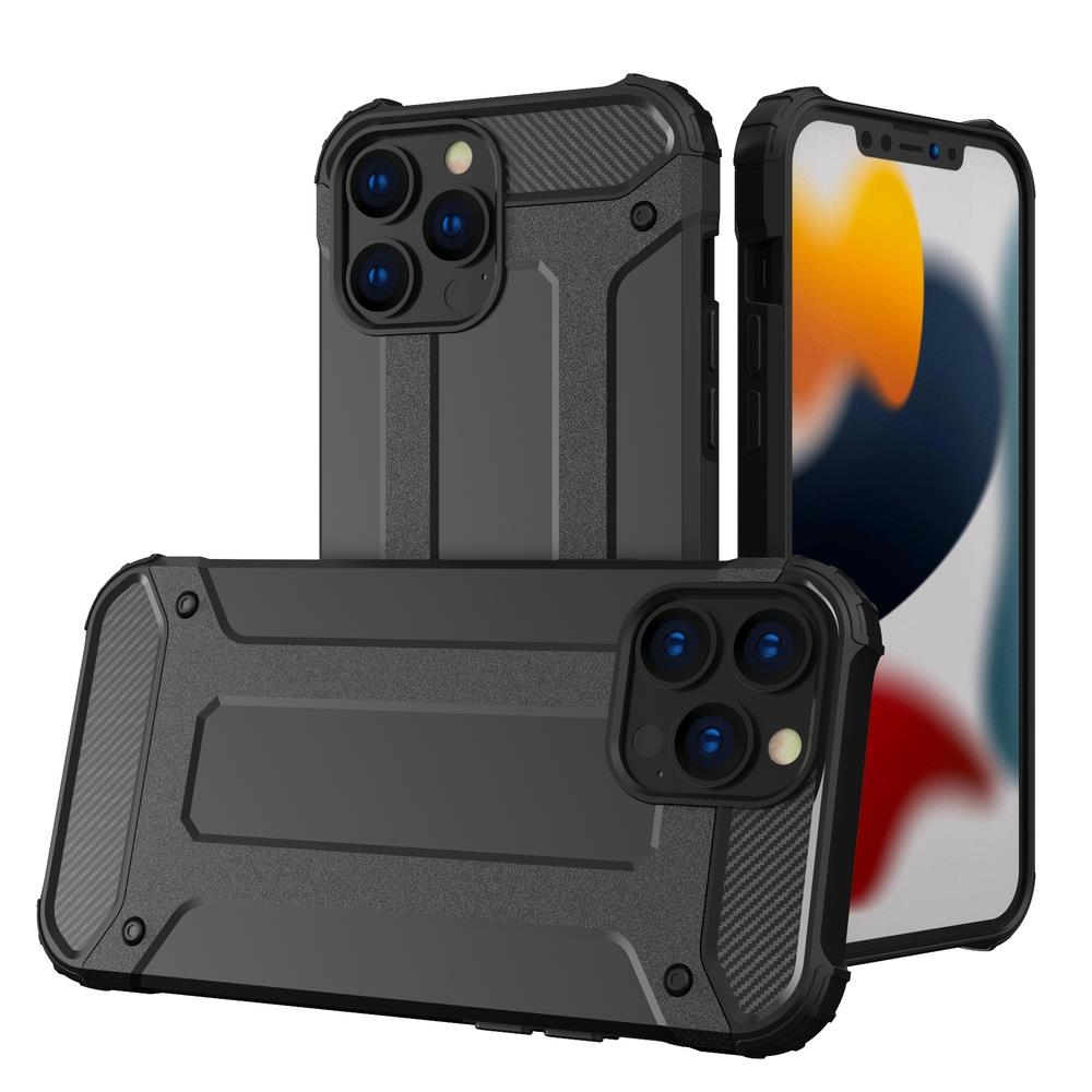 Hybrid Armor tapauksessa iPhone 14 Pro Max panssaroitu hybridi tapauksessa musta