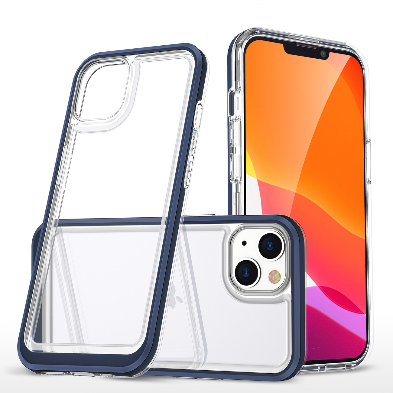 Kirkas 3in1 tapauksessa iPhone 14 silikoni suojus kehys sininen