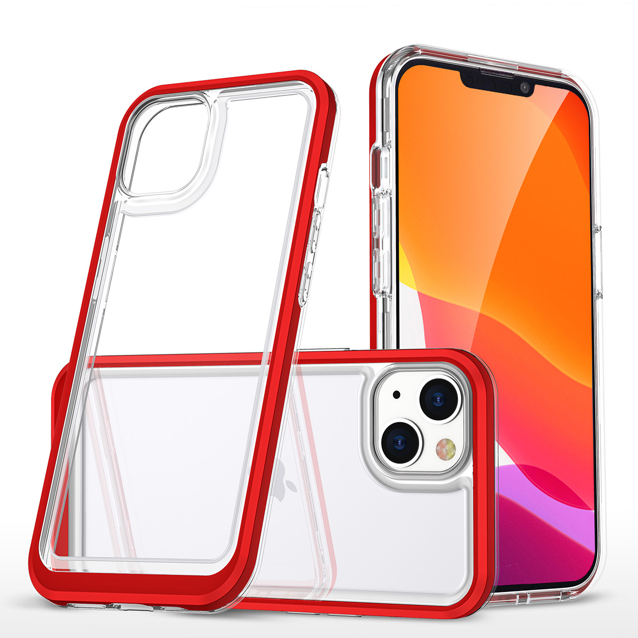 Kirkas 3in1 kotelo iPhone 14 Plus silikoni suojus kehys punainen