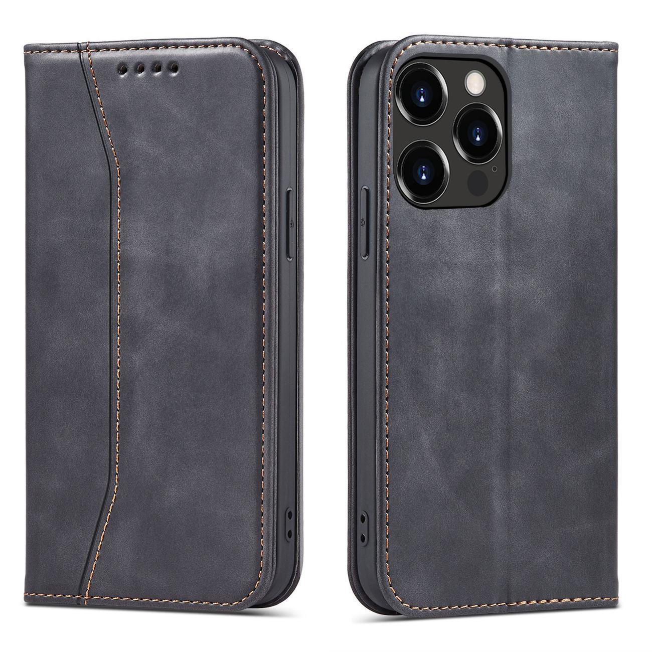 Magneetti Fancy Case tapauksessa iPhone 14 Pro flip kansi lompakko jalusta musta