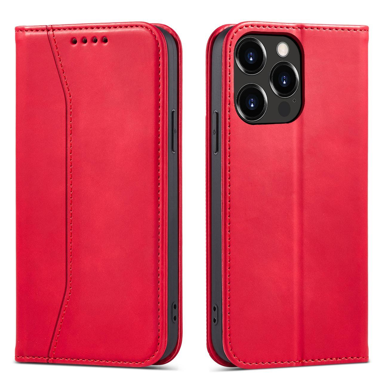 Magneetti Fancy Case tapauksessa iPhone 14 Pro flip kansi lompakko jalusta punainen