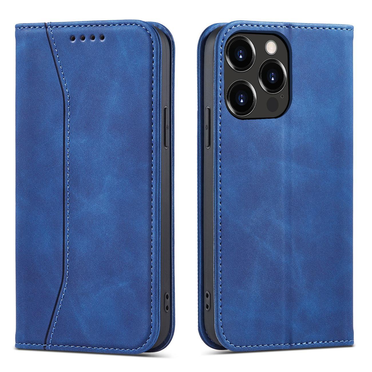 Magneetti Fancy Case tapauksessa iPhone 14 Pro Max kansi flip lompakko jalusta sininen