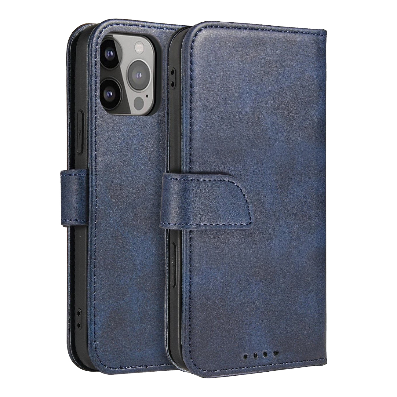 Magnet Case tyylikäs kotelo suojus läppä ja jalusta toiminto iPhone 14 Max sininen