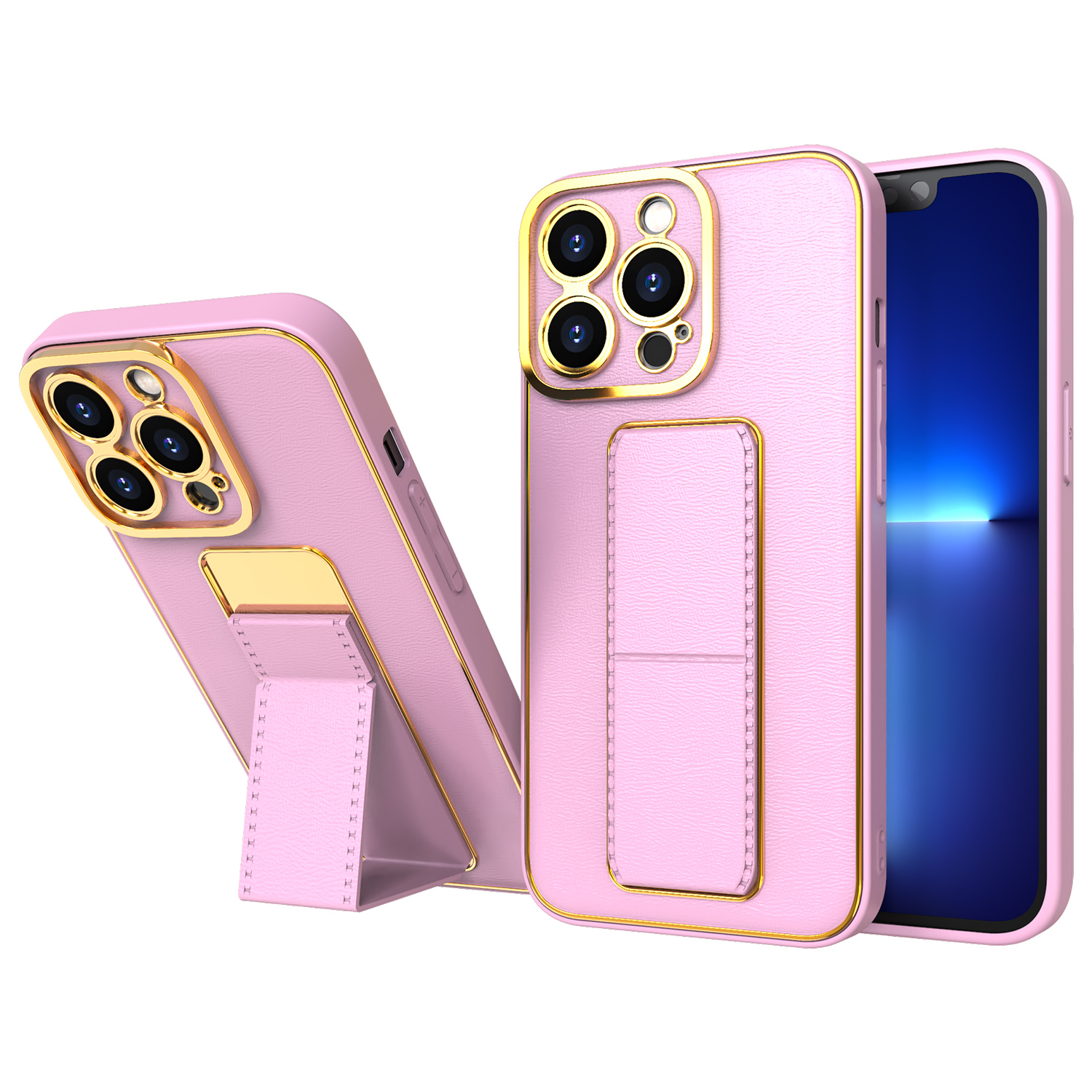 Uusi Kickstand Case tapauksessa iPhone 12 Pro jalusta vaaleanpunainen