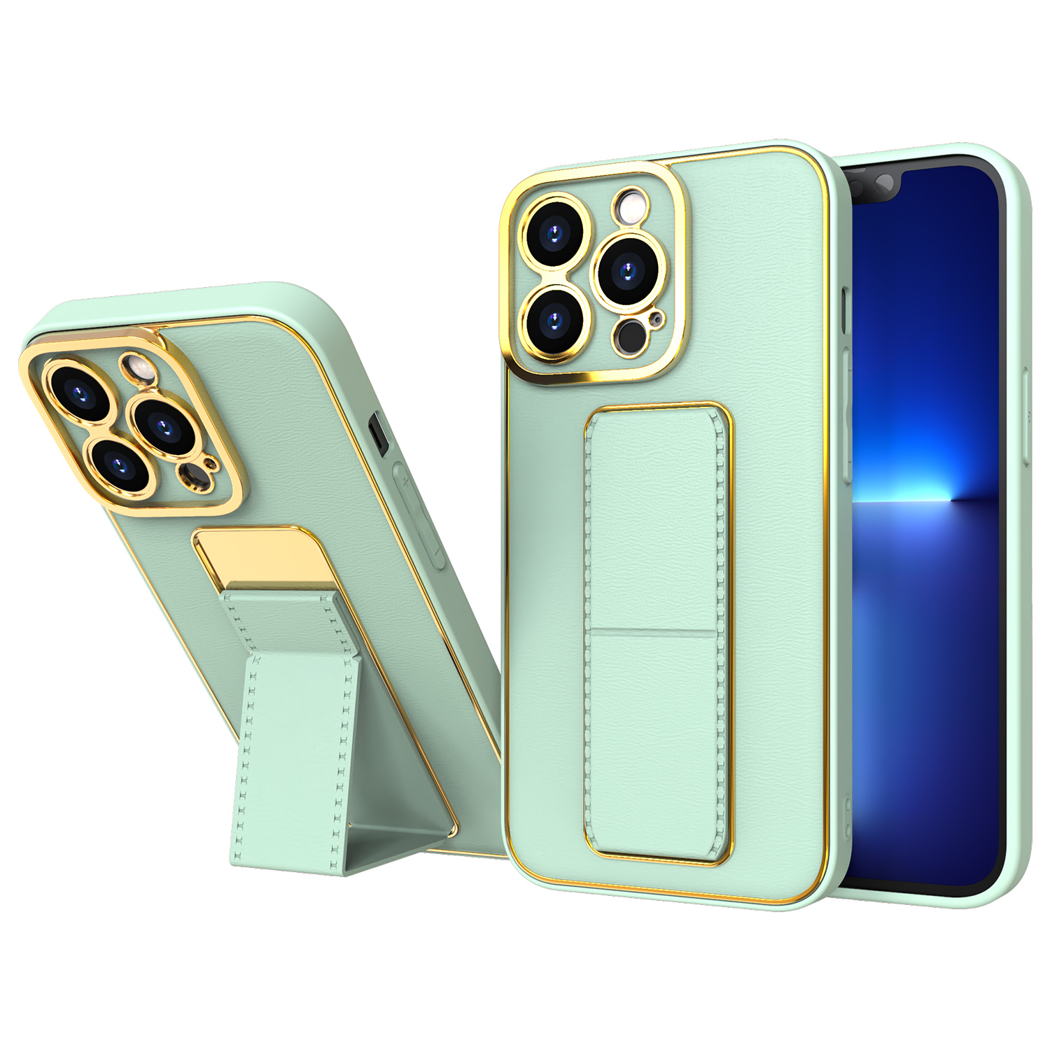 Uusi Kickstand Case tapauksessa iPhone 12 Pro jalusta vihreä