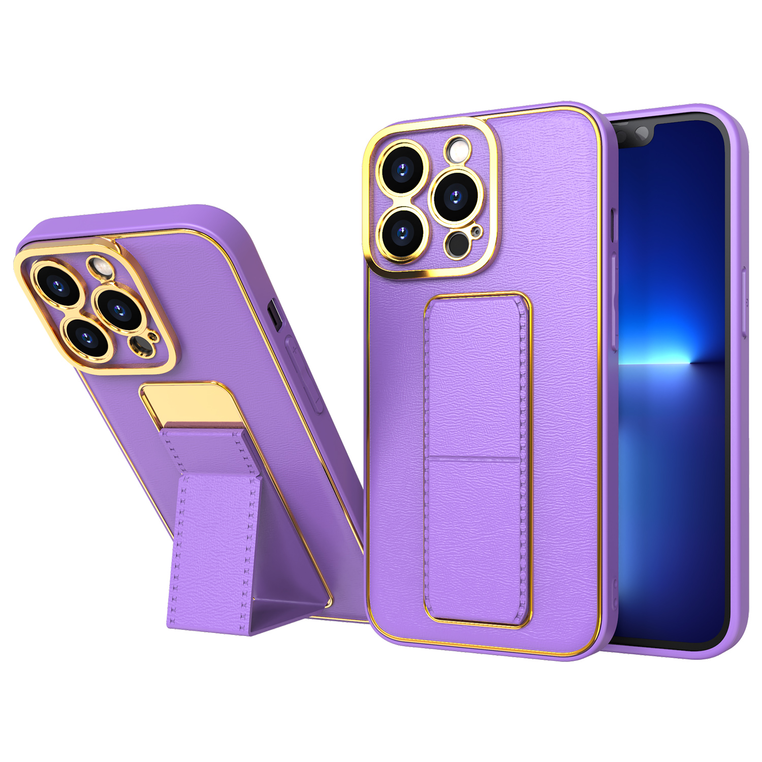 Uusi Kickstand Case tapauksessa iPhone 12 Pro jalusta violetti