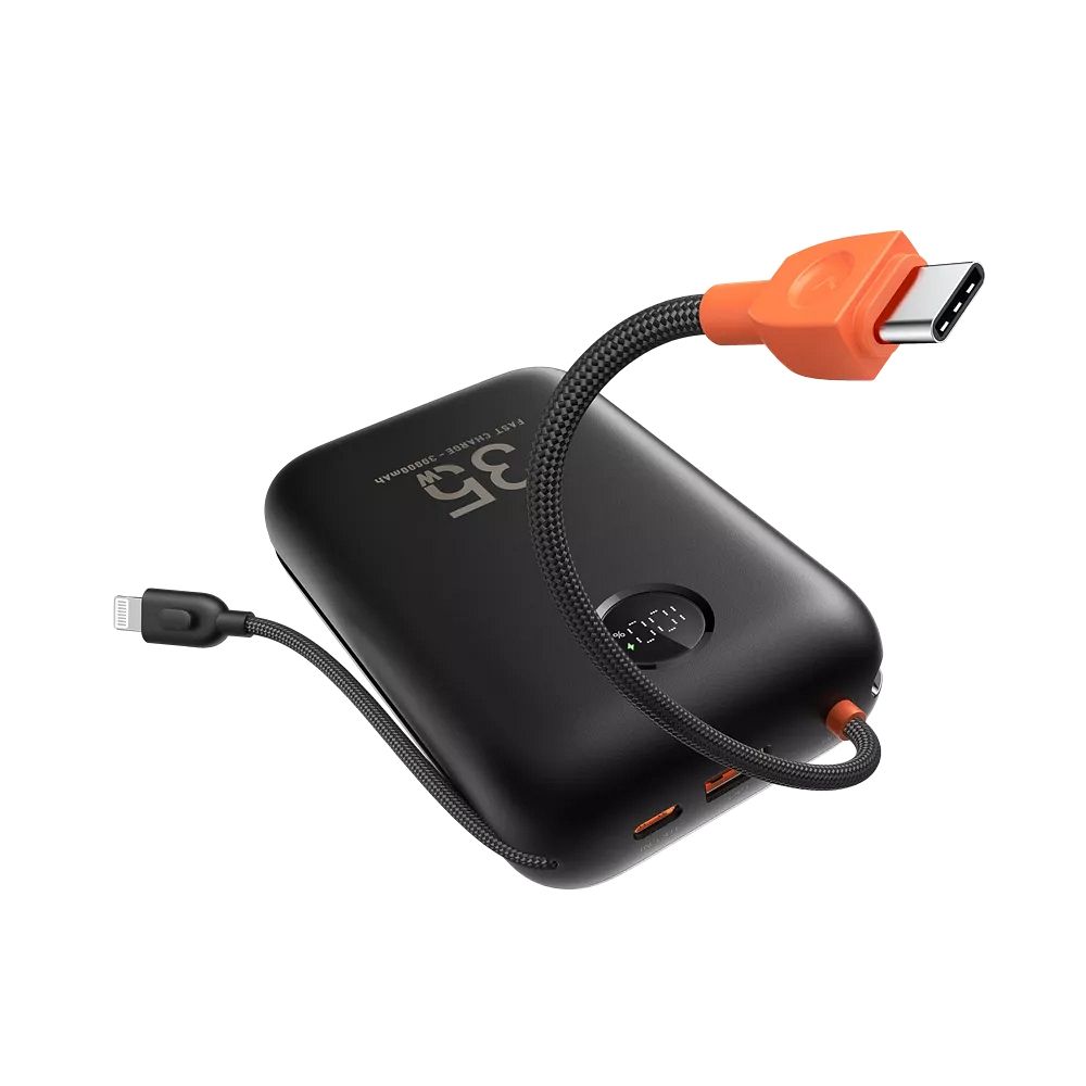 Varavirtalähde VEGER 30000 mAh sisäänrakennetulla Type C / Lightning -kaapelilla PD QC3.0 35W K3 (W3018) musta