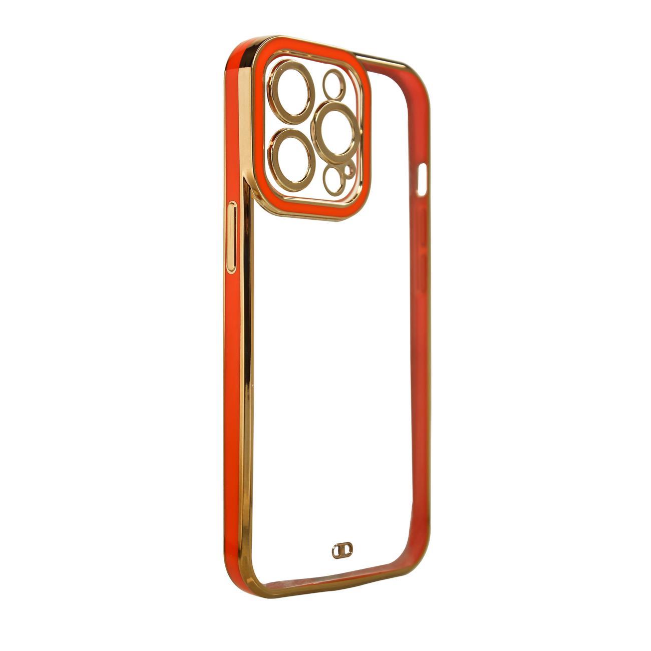 Muoti Kotelo iPhone 12 Pro Gold Frame Gel Cover Punainen
