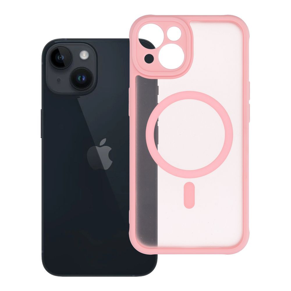 Suojakuori iPhone 14:lle Full Matte Mag Cover yhteensopiva MagSafe vaaleanpunainen