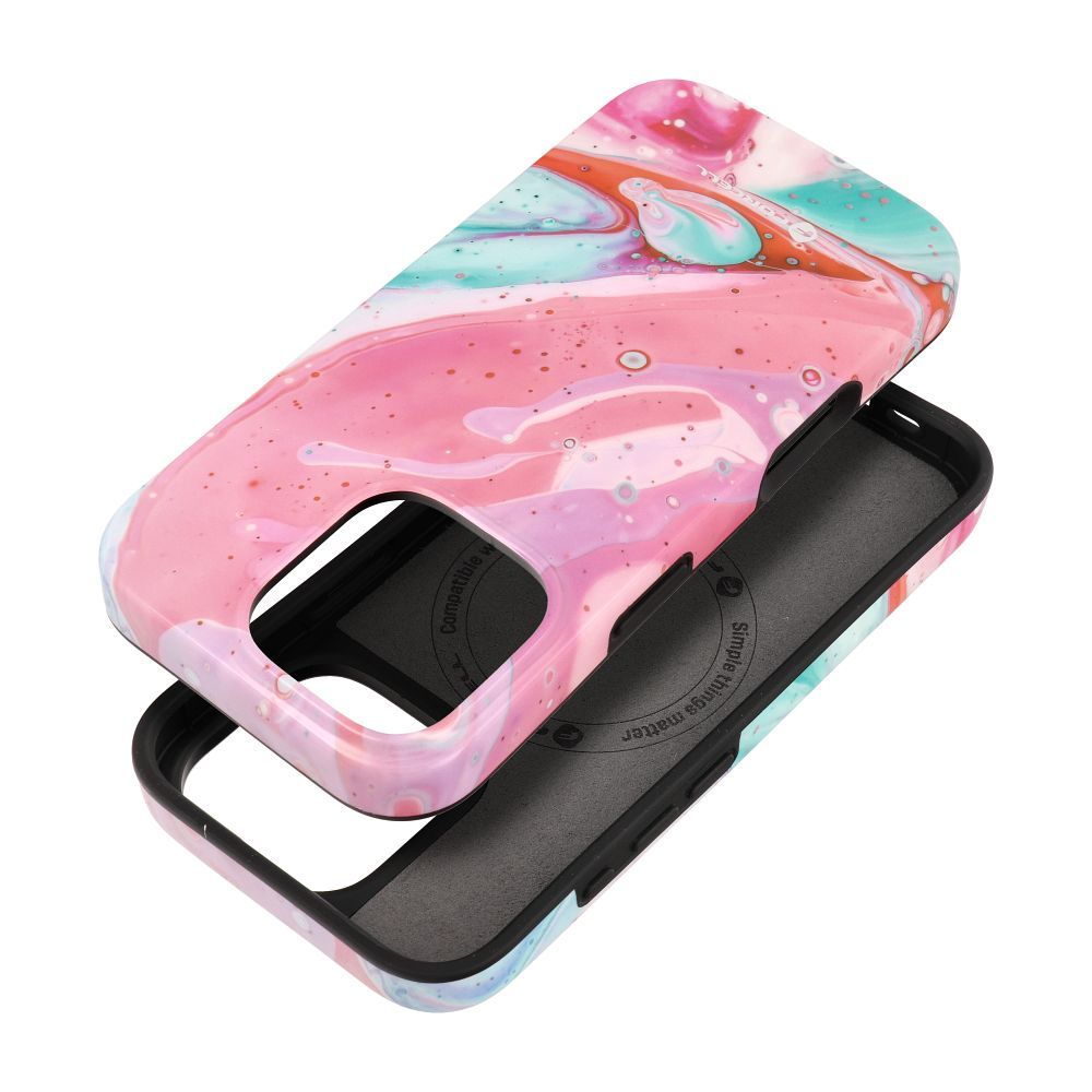 Suojakuori iPhone 16 PRO:lle Forcell F-Protect Mirage MagSafe-yhteensopiva Military Drop-Test vaaleanpunainen marmori