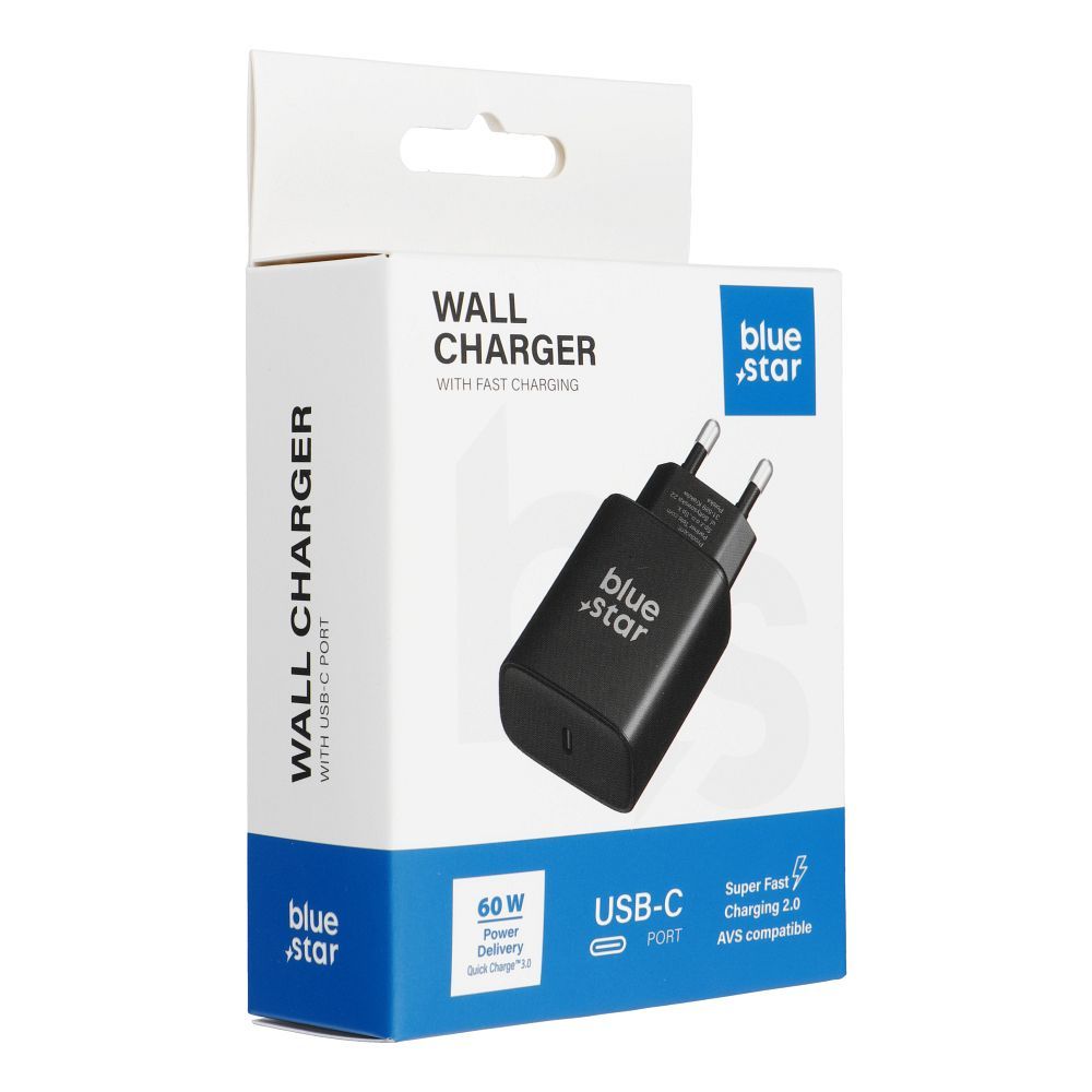 Puhelimen laturi Blue Star USB C AVS (iPhone 17 Pro/Pro Max) SFC2.0 3A 60W TFB-AVS-60W musta