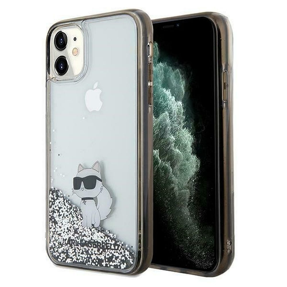 KARL LAGERFELD KLHCN61LKCNSK Liquid Glitter C -suojakuori iPhone 11:lle - läpinäkyvä