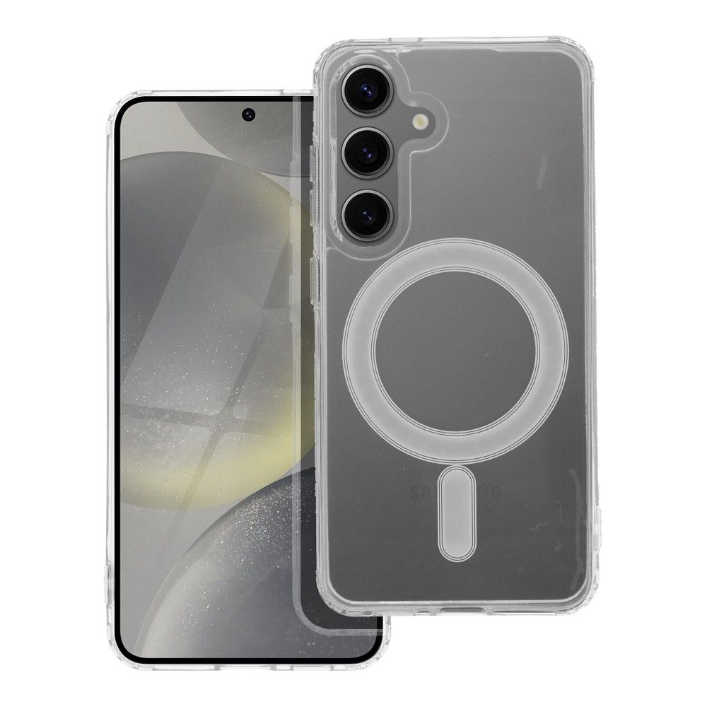 Suojakuori Samsung S24:lle Clear Mag Cover (STR) yhteensopiva MagSafen kanssa läpinäkyvä