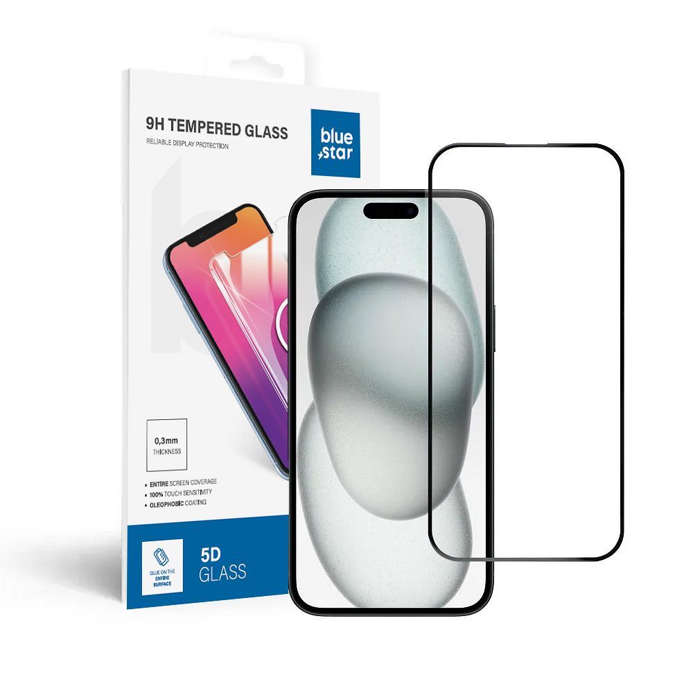 Tempered glass to iPhone 15 PLUS /16 PLUS (full glue) Blue Star 5D black