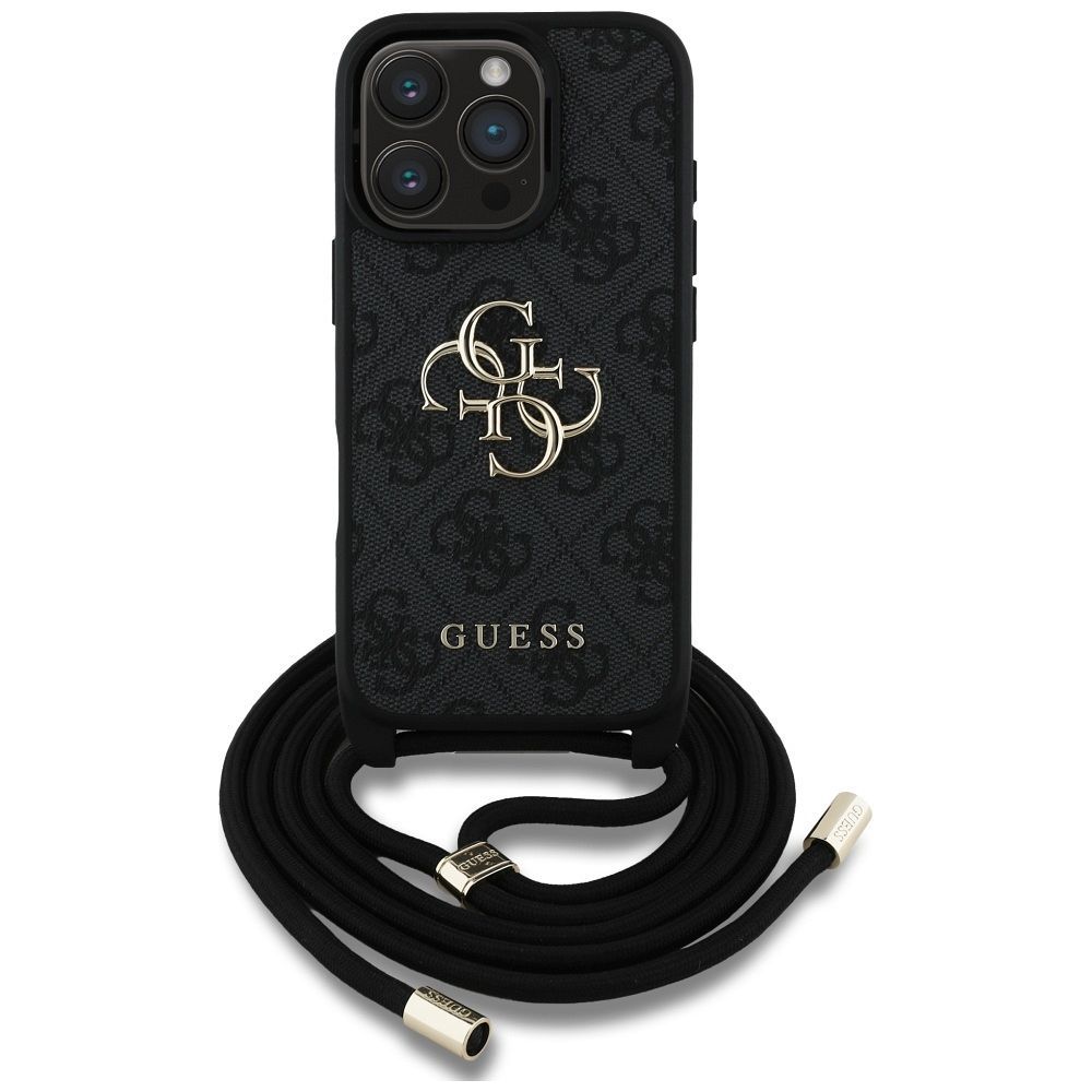 Guess suojakuori iPhone 16 Pro:lle GUHCP16LP4GMGCRK (CBDY PU 4G Big Logo W/Cord Strap) - musta