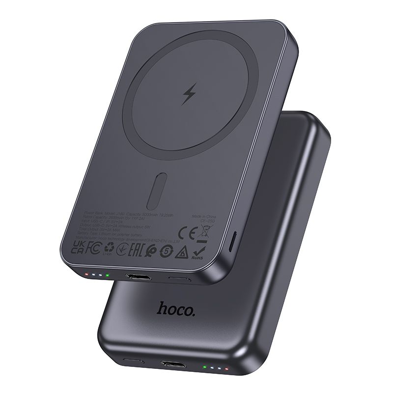 Hoco J160 MagSafe-yhteensopiva varavirtalähde 5000 mAh 2A 5W, metallinharmaa
