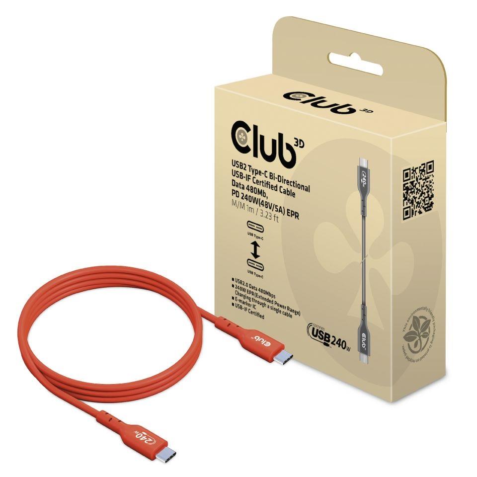 Kaapeli USB-C - USB-C 1m uros/uros CAC-1511 CLUB3D