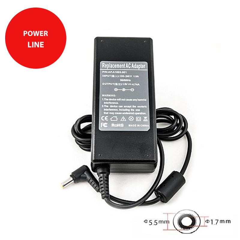 Kannettavan tietokoneen verkkolaite ACER 90W: 19V, 4.74A