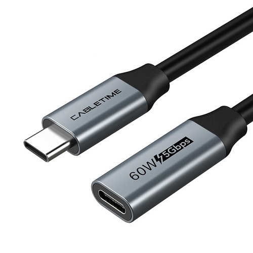Extra Digital CA913664 USB-C-jatkokaapeli, 5 Gbit/s, 60 W, 4K/60 Hz, 0,5 m