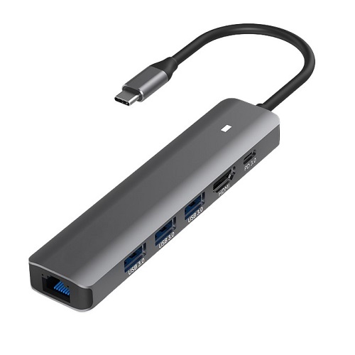 Adapteri USB Type-C - HDMI, LAN, 3x USB 3.0 Type-A, USB Type-C PD100W