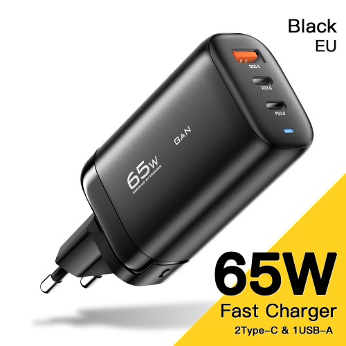 Charger Essager "GaN Shining" Black 65W (QC3.0 / 2xPD65W)
