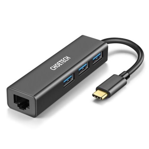 Adapteri CHOETECH USB Type-C - 1x RJ-45, 3x USB Type-A