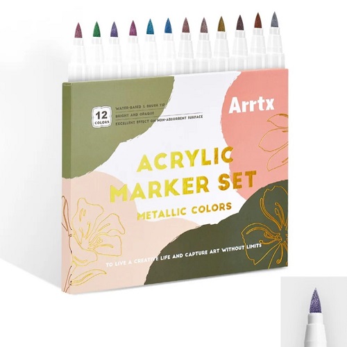 Akryylimarkerit ARRTX, 12 metalliväriä
